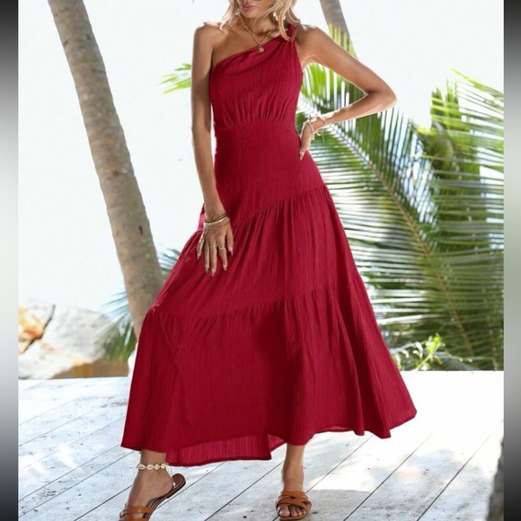 Boho one shoulder ruffle hem maxi dress - Picture 6 of 15